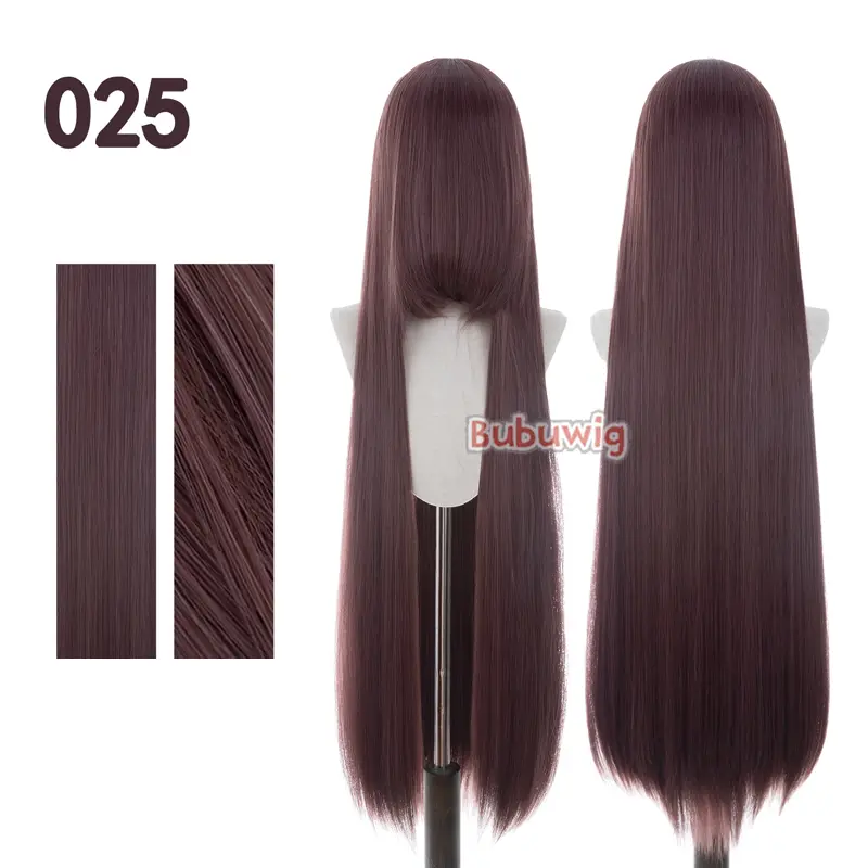 Bubuwig Synthetic Hair 100cm Long Straight Pure Color Cosplay Wigs Over 100 Colors Black White Red Blue Brown Wig Heat Resistant - Image 83