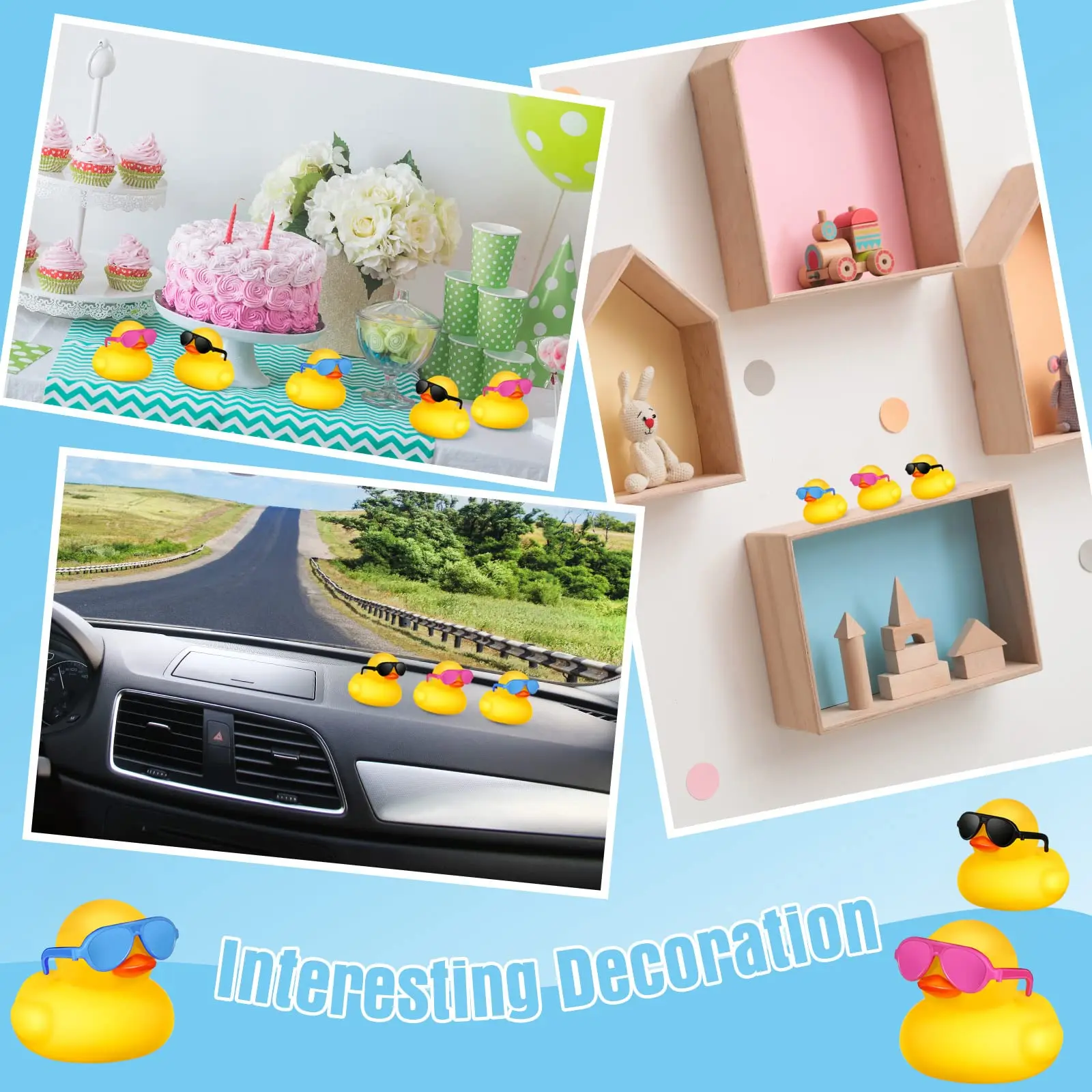 36/48/60Pcs Mini Rubber Ducks Duck in Bulk Sunglasses Toy Set Duck Gift Toys for Gift Holiday Cruise Birthday Party Wholesale Du