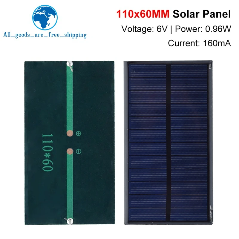 6V 160mA 0,96W Solarpanel TZT 110X60MM Standard Epoxy Polykristallines Silizium DIY Batterieleistung Lademodul Mini Solarzelle