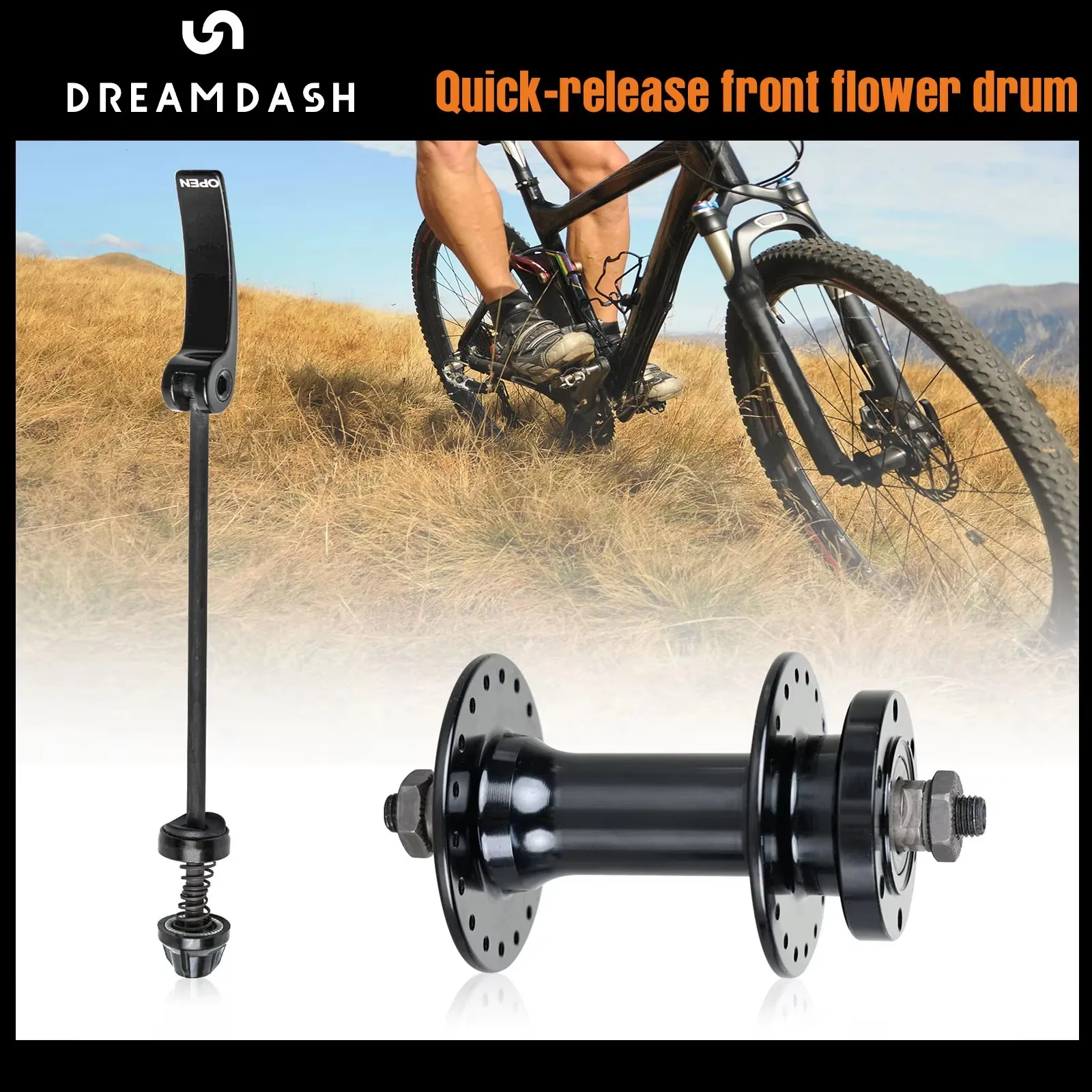 

Dreamdash Quick Release Type Mountain Bike Front Flower Drum PT-D041DSE Bicycle Hubs 3/8*100*108*13G*Holes For Disc Brake Bike