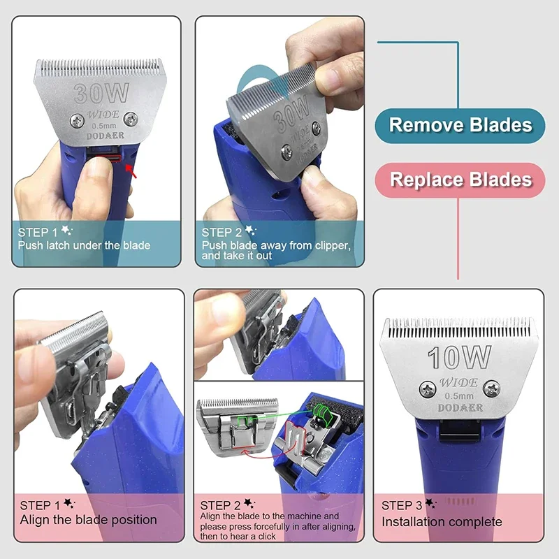 10W Replacement Animal Wide Blade For Andis AG,AGC,AGP,AGRC,AGCL,DBLC,MBG,SMC,Versa/Oster A5/Wahl Km10 Pet Detachable Clipper