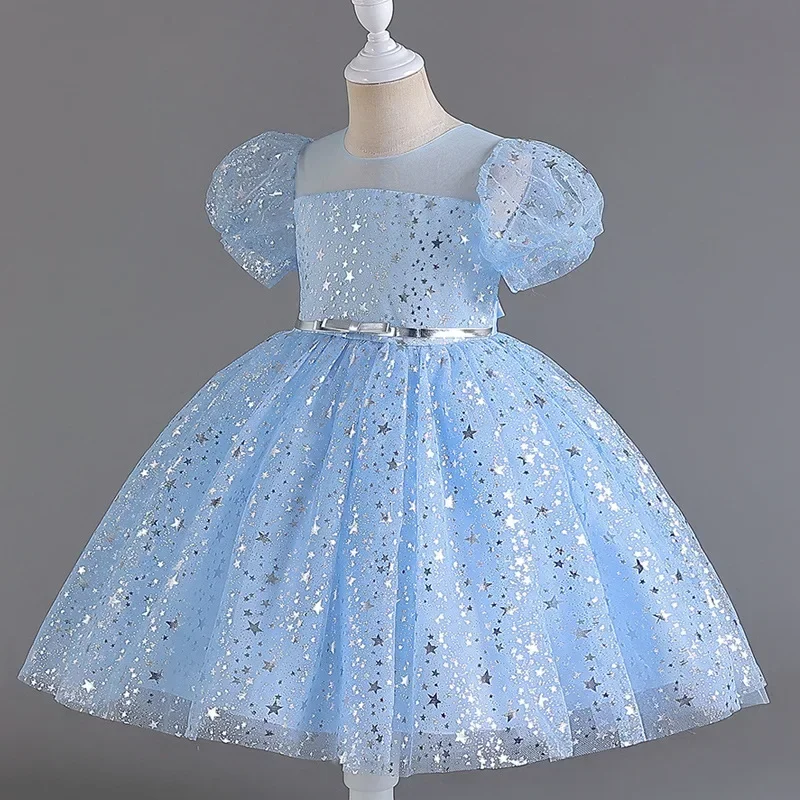 Children wedding dress stage costume sequin princess dress girl's short sleeved dresses Dresses For Bridesmaids Children Wedding