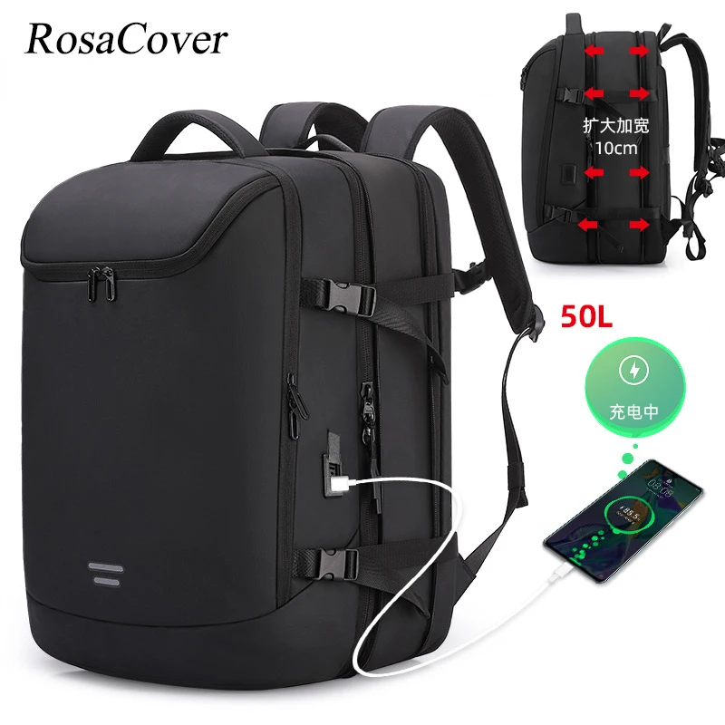 

50L Travel Men Business Aesthetic 17.6 inch Backpack Expandable USB Charging Large Capacity Laptop Waterproof Backpack Mochilas