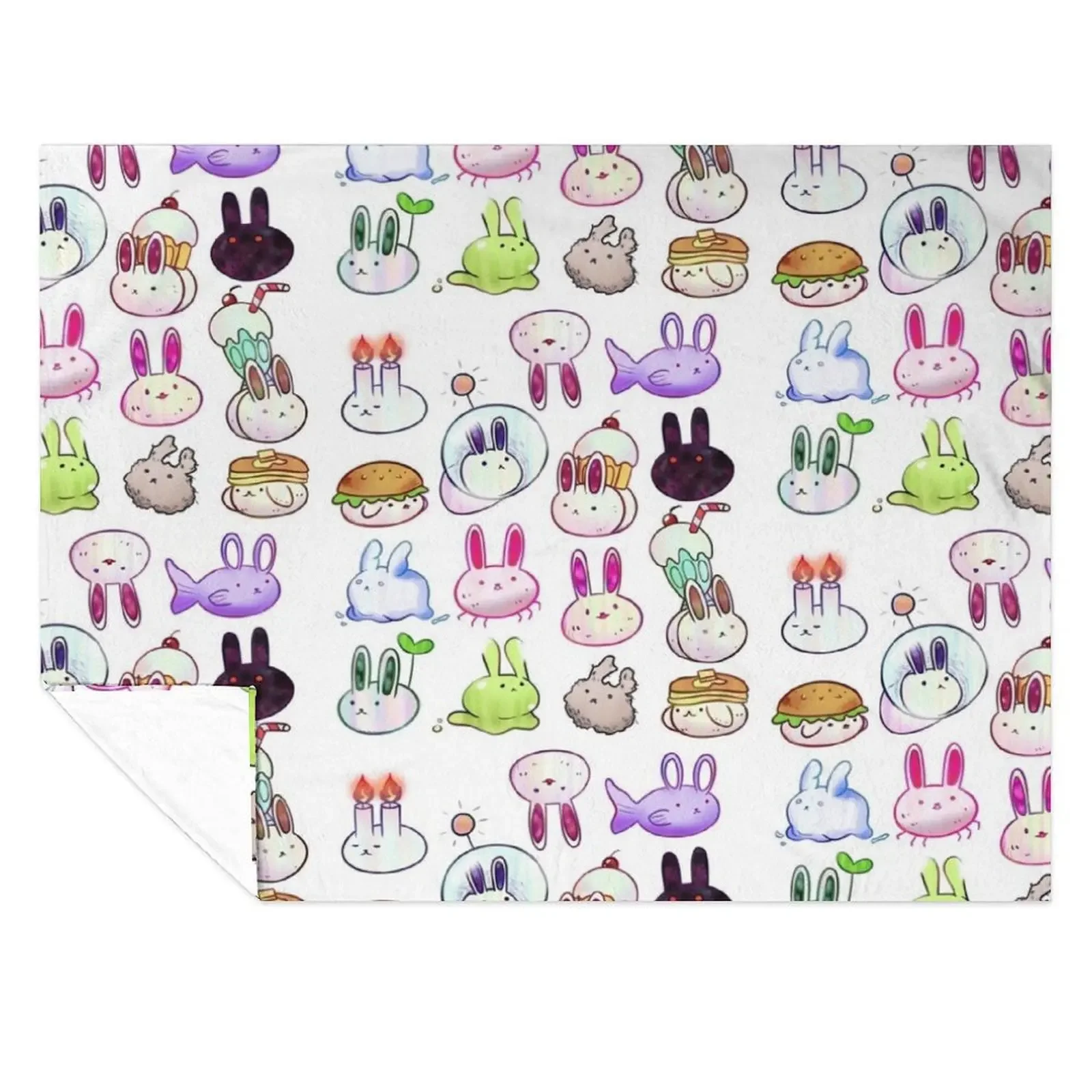 

OMORI Bunnies Throw Blanket Nap Flannel Summer Beddings Decorative Throw Blankets