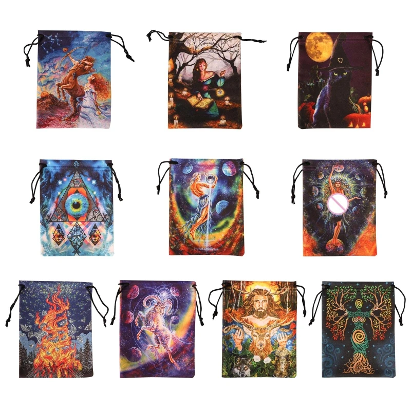 Mini Jewelry Dices Card Gift Bag Drawstring Pouches Rune Divinations Tarot Bag Flannelette Game Oracles Cards Stored Bag