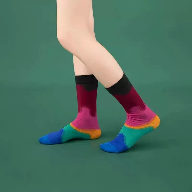 3 Pais Gradient Circle Socks Trendy Influencer Style Versatile For Any Outfit Korean Design Niche Pure Cotton