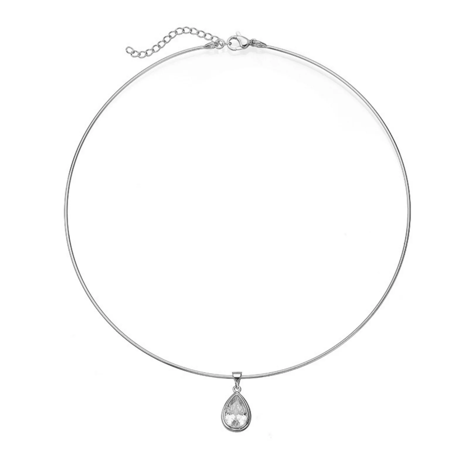 Großhandel Geometrischer Messing-Halsring mit klaren Strasssteinen, Edelstahl, stilvolles Geschenk-Schmuckstück für Damen, 1 Stück – Detail 6