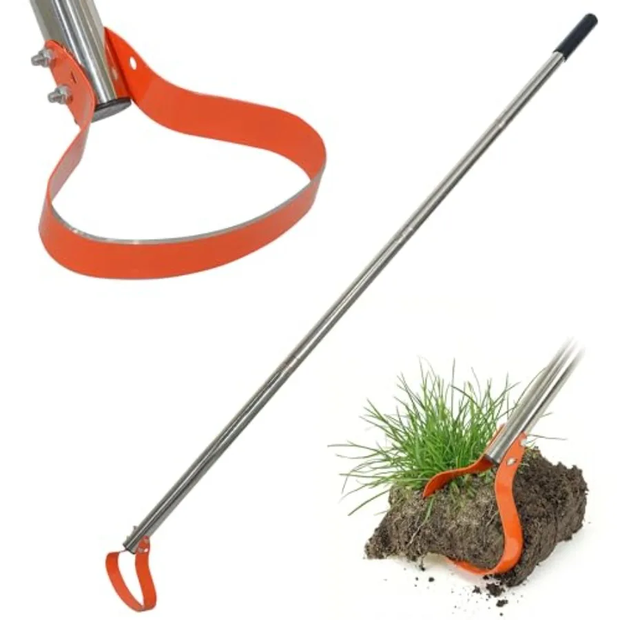 63-Inch Weed Remover Tool - Stirrup Hoe Garden Tool with 15° Sharp Spring Steel Blade and Anti-Loosening Nut, Adjustable Long H