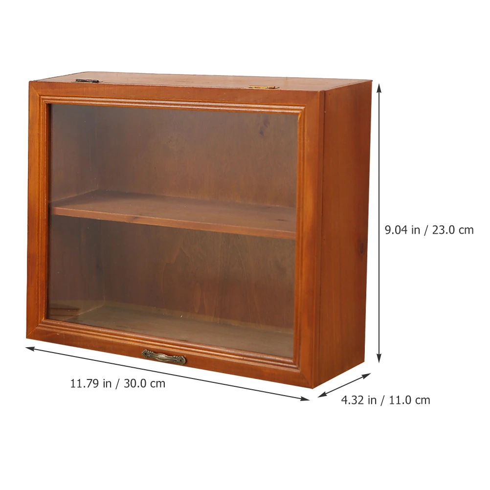 Vintage Display Cabinet Wooden Double Layer Storage Cabinet Desktop Small Model Display Stand Statue Rack multiuse home ornament