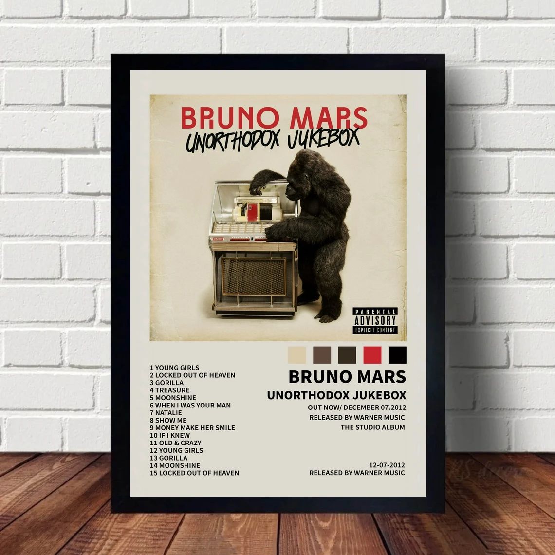 Bruno Mars - Unorthodox Jukebox Music Album Poster Art Print Canvas Painting Wall Pictures Living Room Home Decor (No Frame)