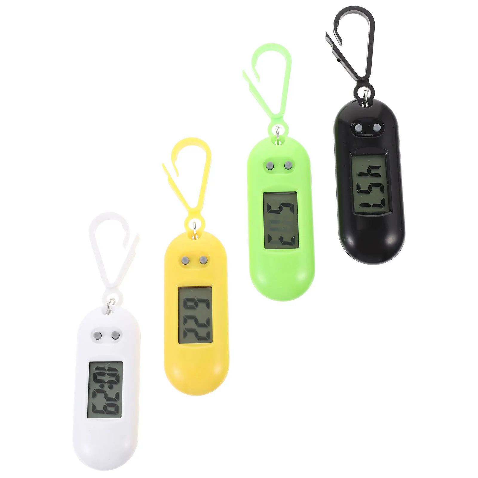 นาฬิกาอิเล็กทรอนิกส์แบบพวงกุญแจ 4 ชิ้น พร้อมไฟ LED สำหรับห้อยเข็มขัด กระเป๋าเป้สะพายหลัง ใช้กลางแจ้ง สีสุ่ม