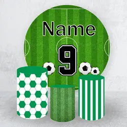 Custom Name Football Round Backdrop Cover & Soccer Cylinder Plinth Covers, Football Party Decoration,boy Birthday Party Supplies