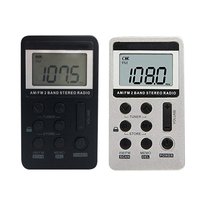 Portable Dual Band Stereo Pocket Tiny Digital Radio Mini AM/FM Radio Receiver With LCD Display & Earphone & Rechargeable Battery