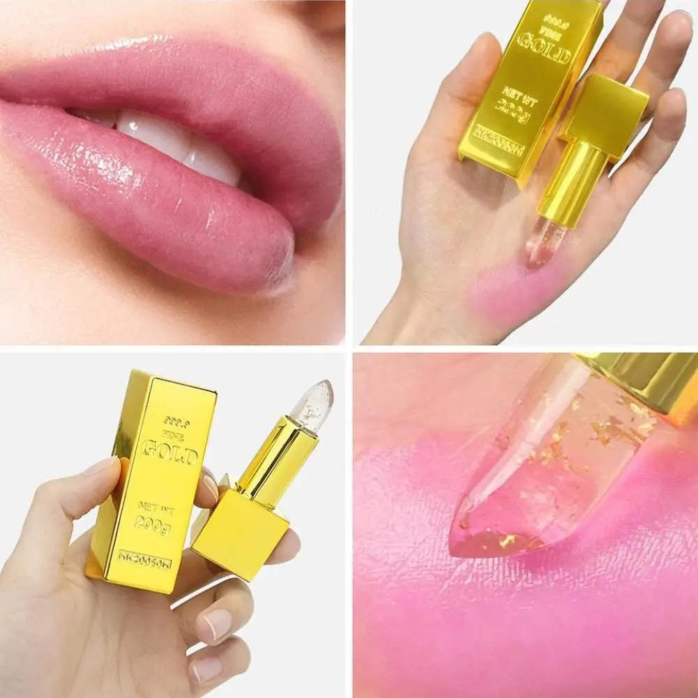 Rossetto che cambia colore placcato oro Lamina d'oro liscia Labbro idratante Brillante duraturo Trucco Non appiccicoso Blam Lungo lucido Y8S7
