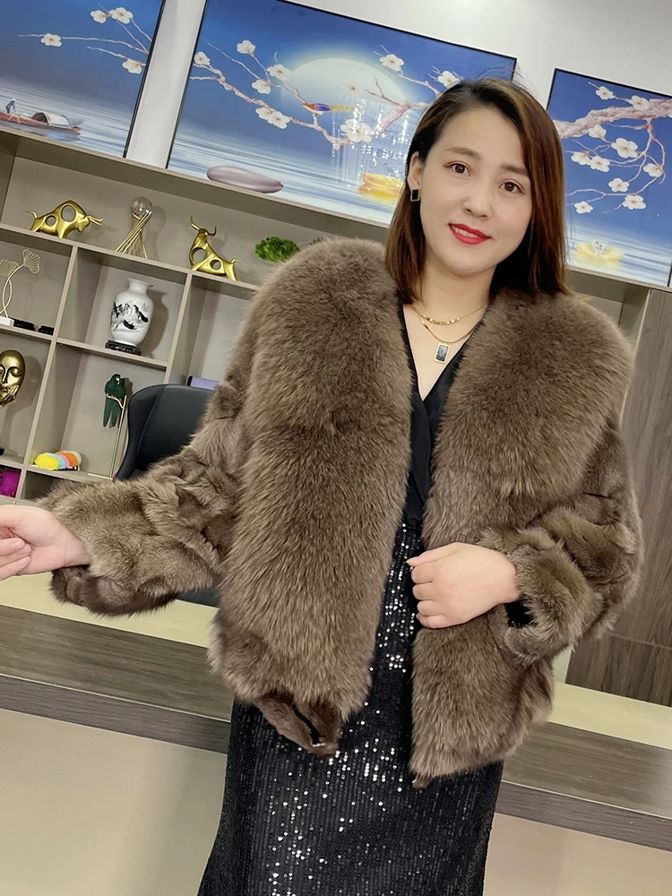 Women Winter Fashion Real Fur Thick Coats Warm Natural Fox Fur Coat High Quality Luxury Fashion Short Pluffy Fur Female Jacket