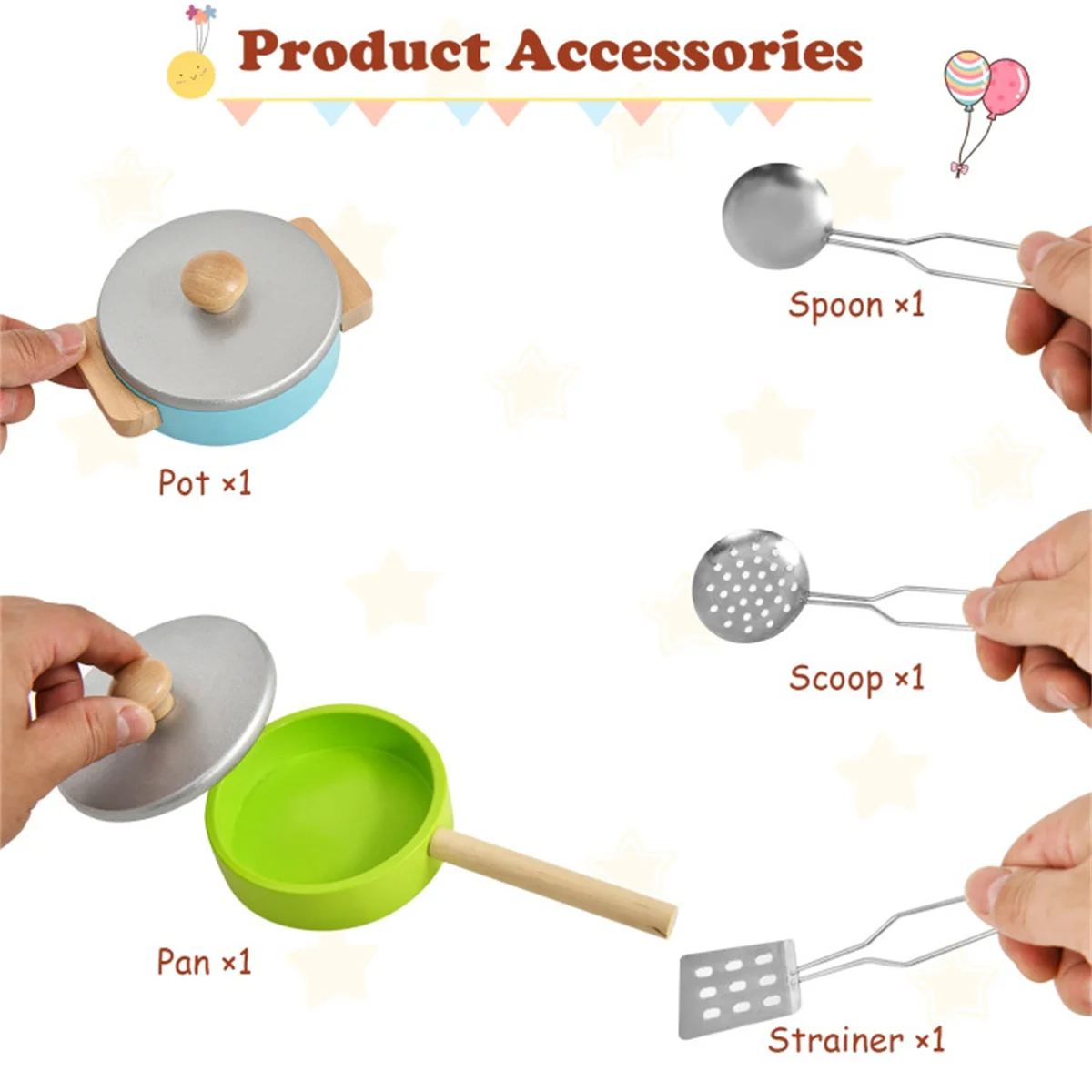 Set da cucina finta in legno bianco con accessori e lavello, regalo per 3-6 anni