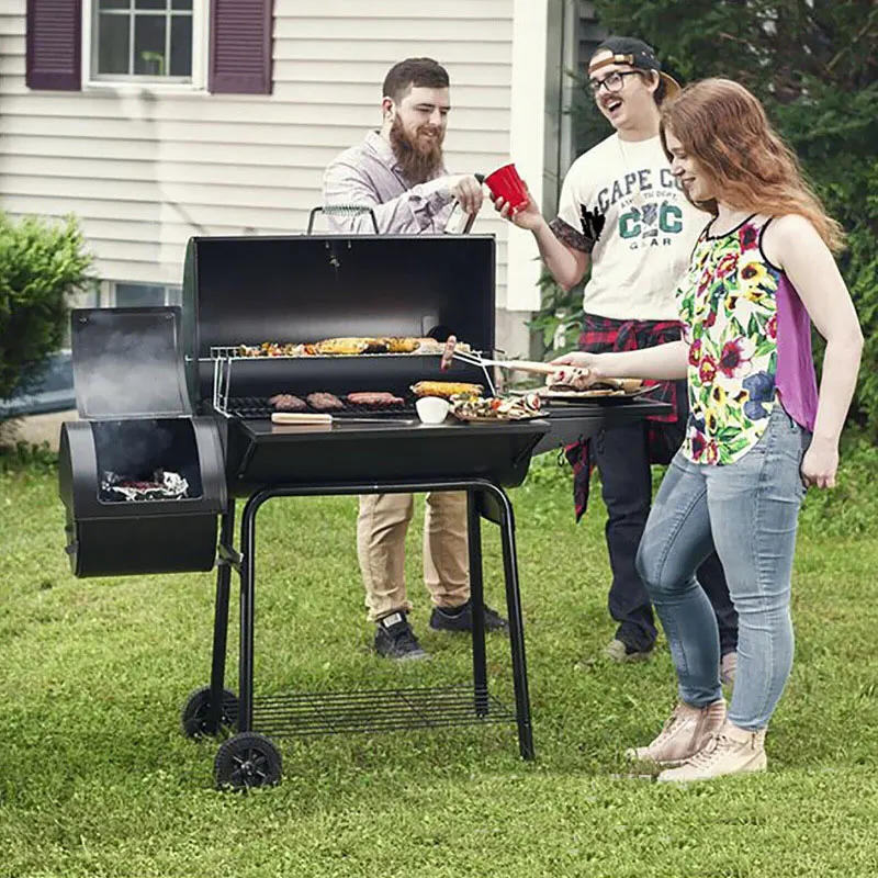 

American Style Outdoor Barbecue Grill Courtyard Charcoal Stove, Smoked Grill, Double Bucket Charcoal Barbecue Grill