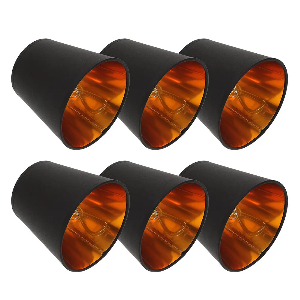 6Pcs Modern Minimalist Black Metal Lamp Shade Barrel Design E14 Screw Base Replacement Table Pendant Light Cover for Living Room