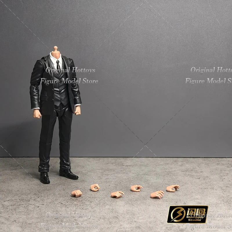En Stock Manipple Studio, accesorio de cuerpo de soldado masculino a escala 1/12, versión de traje negro, cabeza de modelo de figura de acción de 6 pulgadas