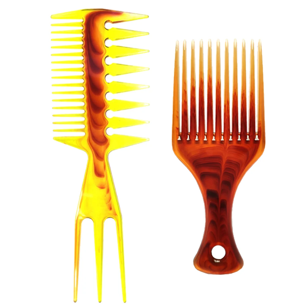 

2pcs Wide Tooth Comb Detangling Rake Brush For Thick Tangled Hair Salon Quality Smooth Scalp Massage Unisex Kids Adults