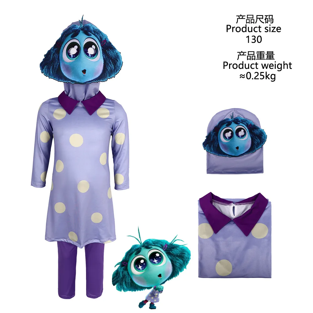 Inside Out 2 Cosplay Joy disgusto Costume per bambini ispirato Dress Anger Fear Halloween Birthday Party Costume per ragazze ragazzi