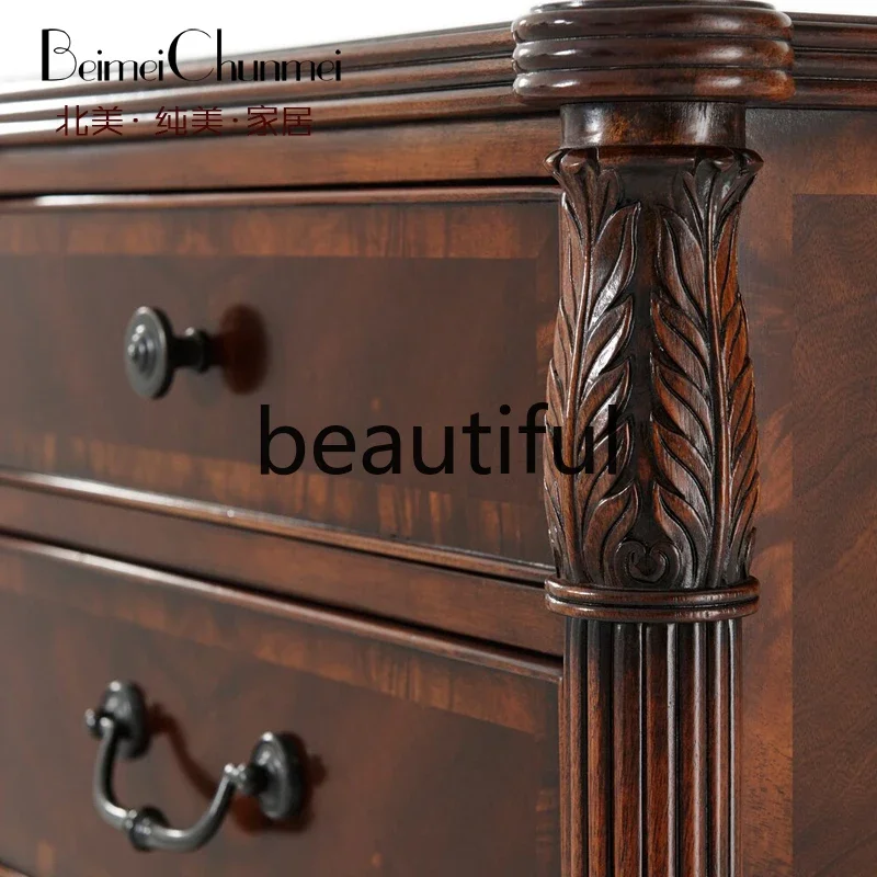

New American rural full peach blossom core solid wood chest European retro entrance locker bedroom storage dressing cabinet