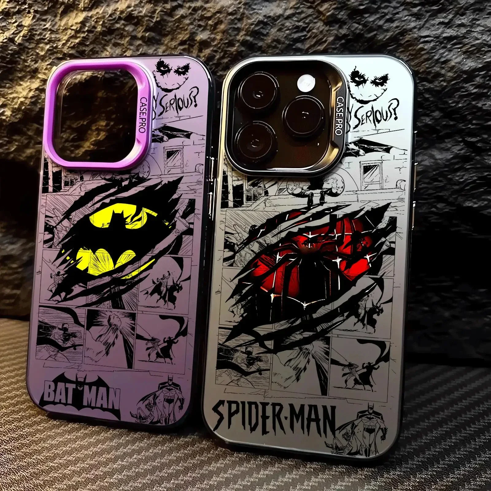 Phone Case For iPhone 16 15 14 13 12 11 Pro Max X XR XSMAX 8 7 Plus Candy Matte For B-Batmans Spiders-Man Shockproof Back Cover