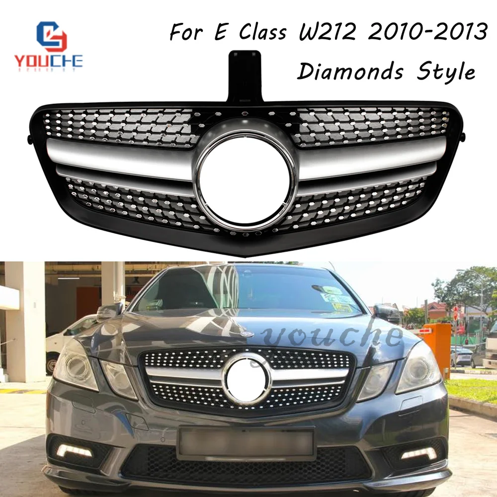 

W212 Diamonds Grill Front Bumper Grille For Mercedes W212 E Class Sedan 2010 - 2013 E200 E250 E300 E350 E400 Pre-Facelift