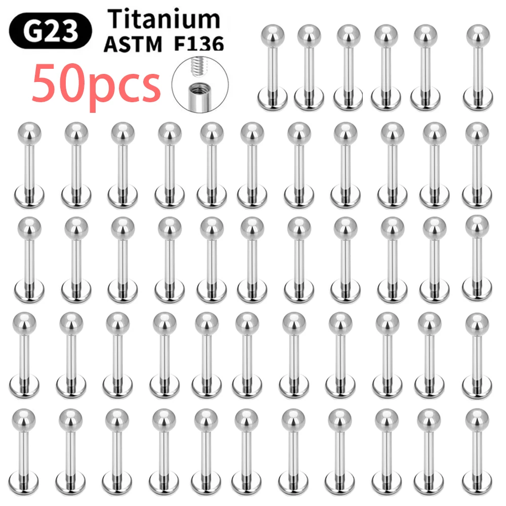 5/50PCS G23 Ttianium Piercing Labret Lip Stud 16G Interne Draad Stud Oorbel Oor Neus nagel Tragus Kraakbeen Helix Daith Body