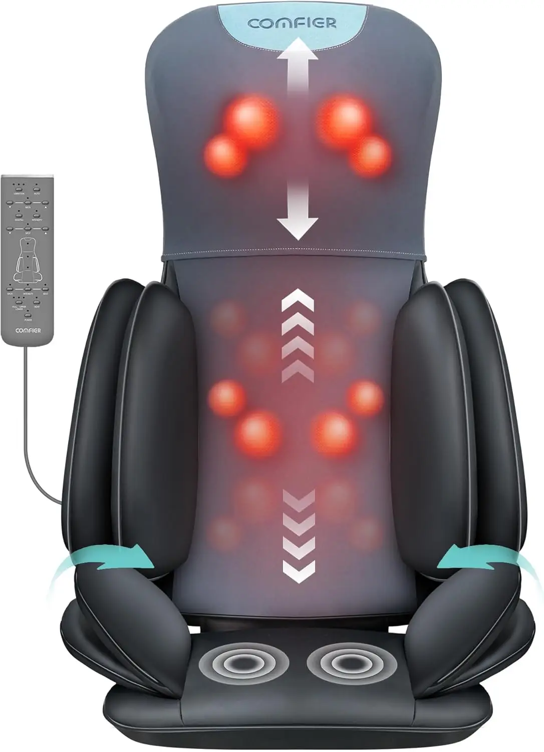 COMFIER Shiatsu Neck & Back Massager with Heat, Full Back Coverage Massage Chair Pad with 4D Kneading & Adjustable Neck Nodes, W