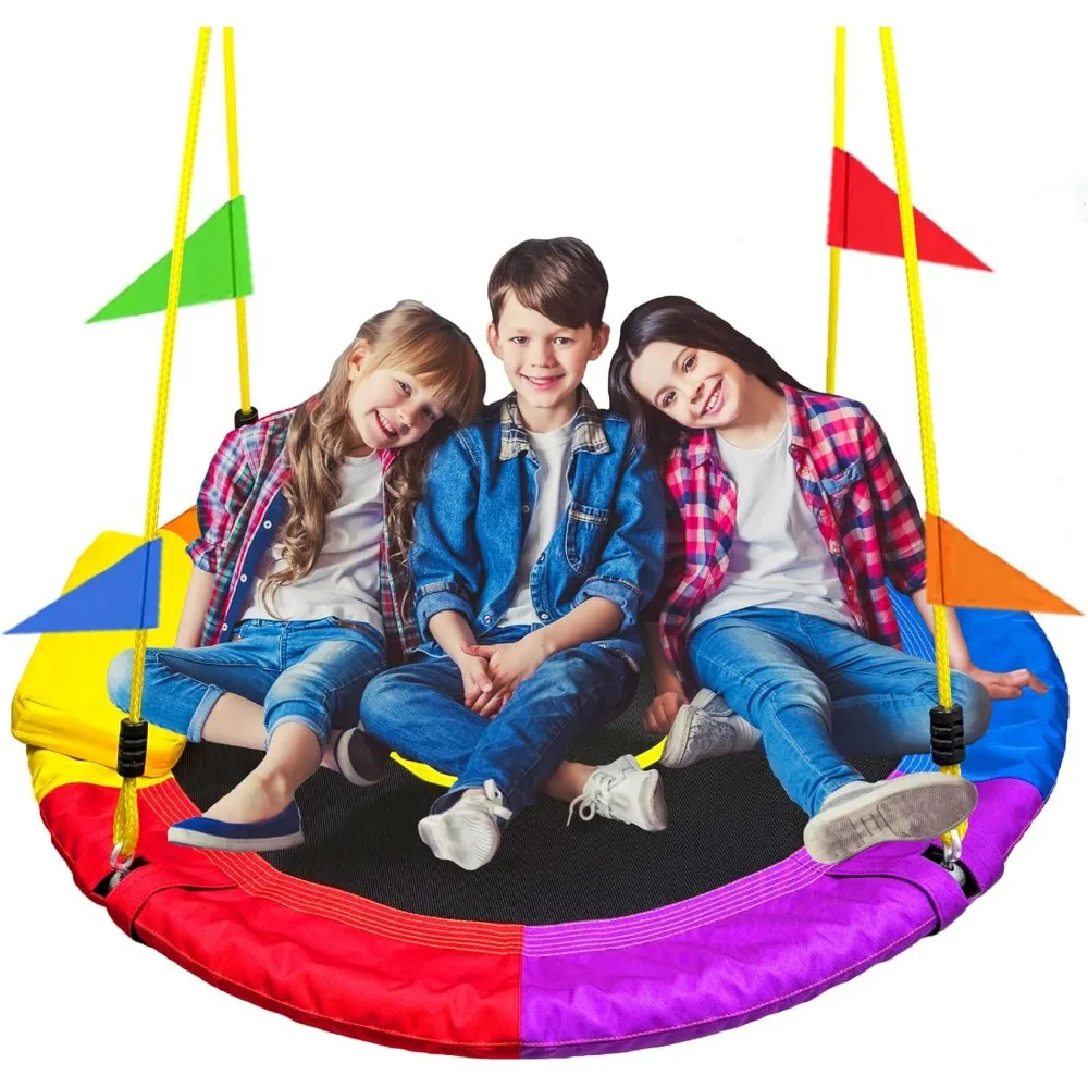 

40-дюймовые качели на дереве для детей на открытом воздухе, качели на дереве с паутиной, грузоподъемность 850 фунтов, водонепроницаемость Оксфорд 900D с ручками, с рекламой 7 дюймов