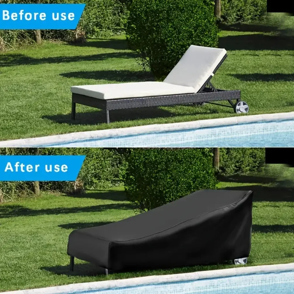 

Outdoor Sun Lounge Chair Cover Waterproof Windproof Dustproof Heavy Duty UV Resistant Patio Furniture Protector for Garden Decor