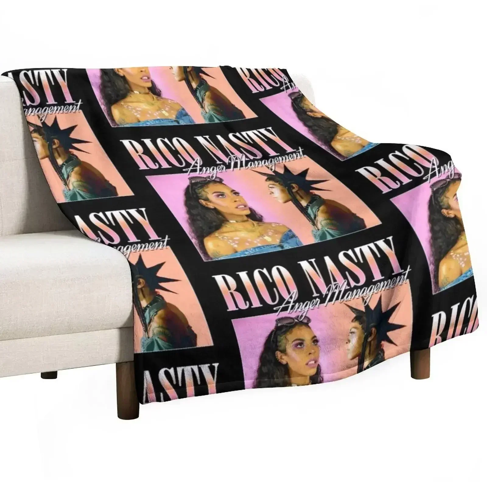 RICO NASTY 90'S RETRO STYLE TEE Throw Blanket for winter Blankets For Baby Heavy Hair Luxury St Flannel Fabric Blankets