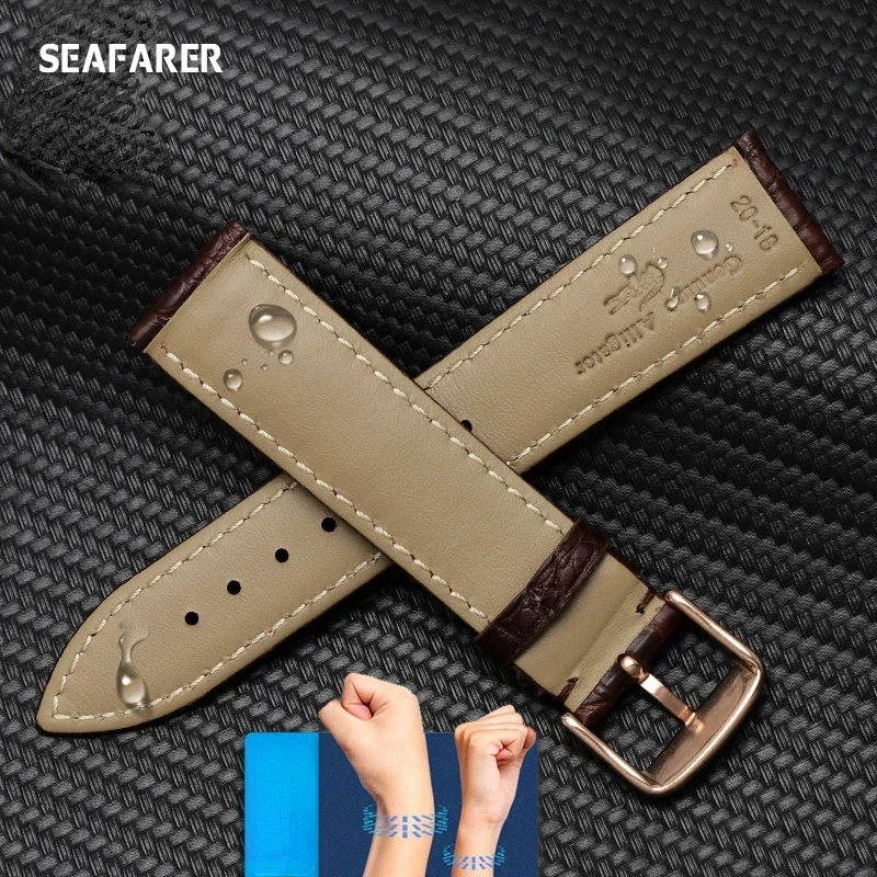 Genuine Leather Crocodile Skin Watch Band Men\'s Watch Strap for Armani Tissot Fossil Citizen  Huawei Watch Bracelet 22mm