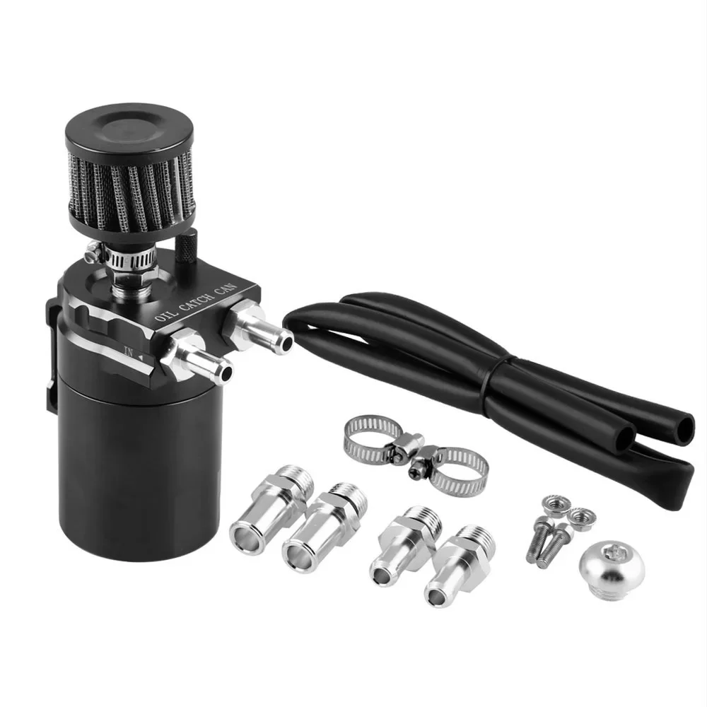 

300ML Oil Catch Reservoir Breather Can Tank +Filter Kit Aluminum Engine Waste Gas Recovery Pot Car Modification Accessories