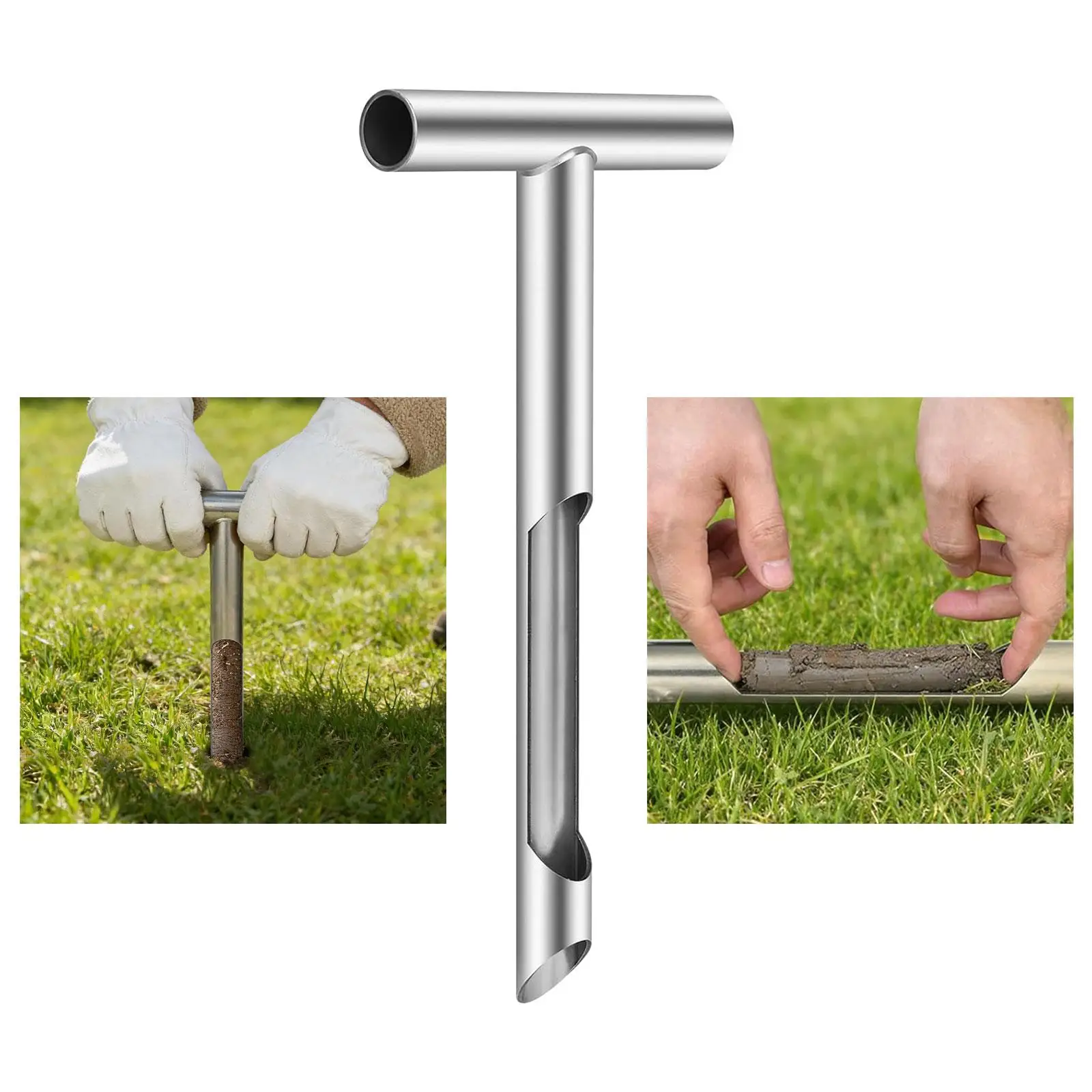 

Инструмент для отбора проб почвы из нержавеющей стали с Т-образной ручкой для использования в садоводстве, ландшафтном дизайне и сельском хозяйстве