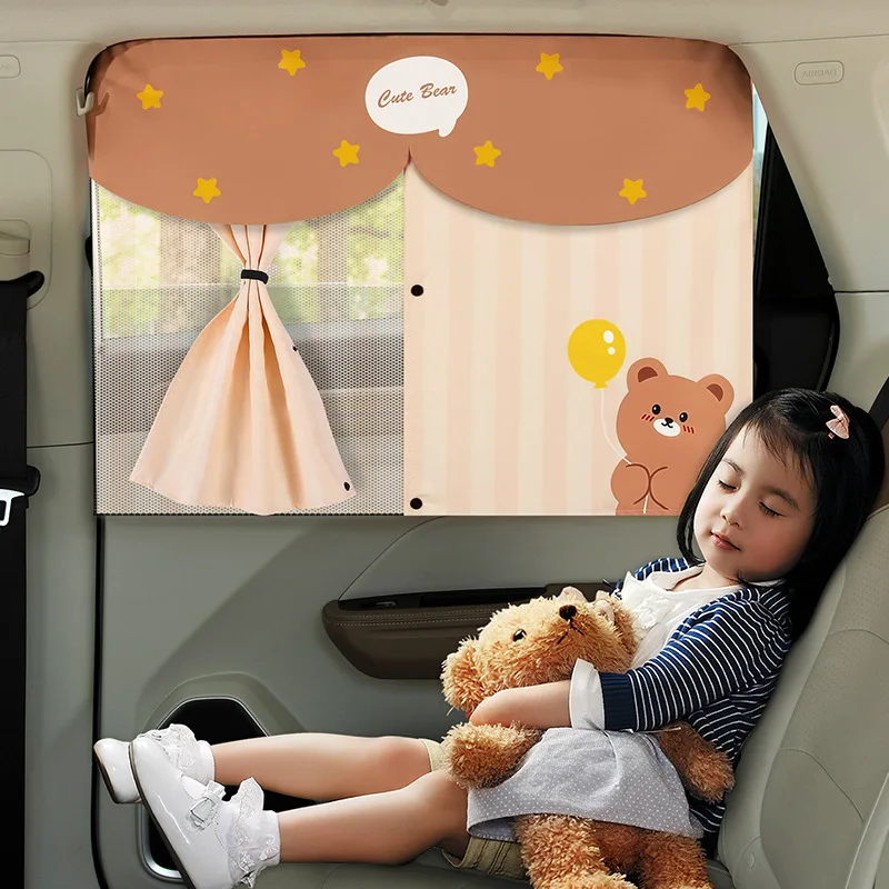 

1PCS Car Curtain Window Sun Shades UV Protection Cartoon Scalable Magnetic Privacy Curtains for Baby and Kids