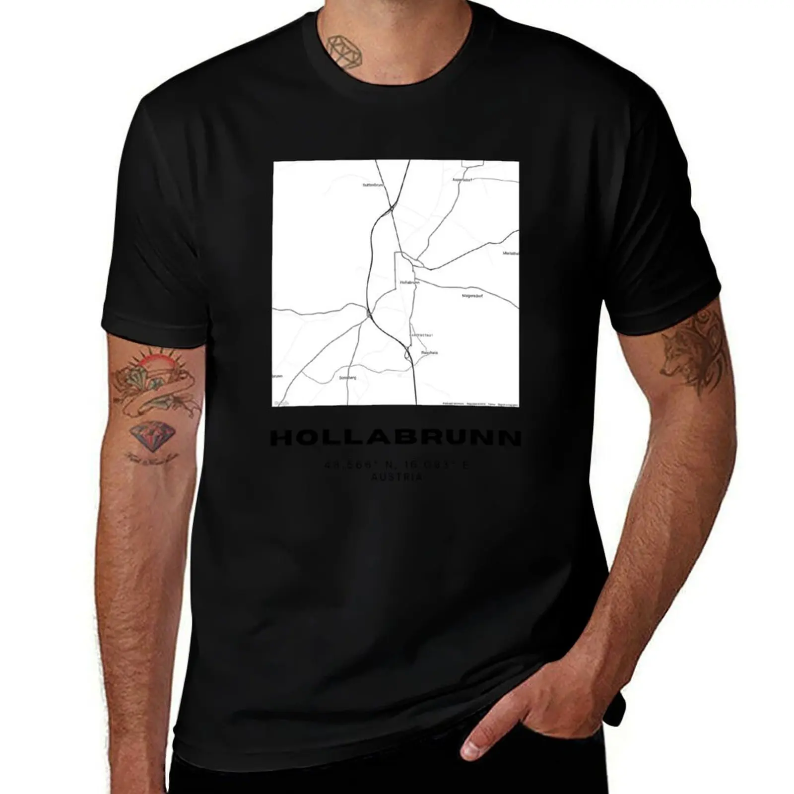 

Hollabrunn Map – Clean Minimalist Lower Austria Map Art T-Shirt funny gifts oversized t shirt men 100℅ cotton