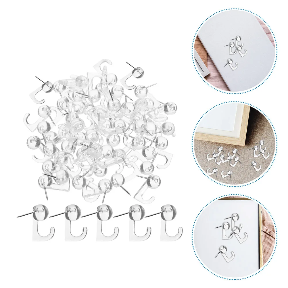 100 Stück Hakenaufhänger, kleiner Schreibtisch-Mülleimer, tragbare Reißzwecken, austauschbare Reißzwecken, dekorative Reißzwecken, rund, Büro, Kunststoff