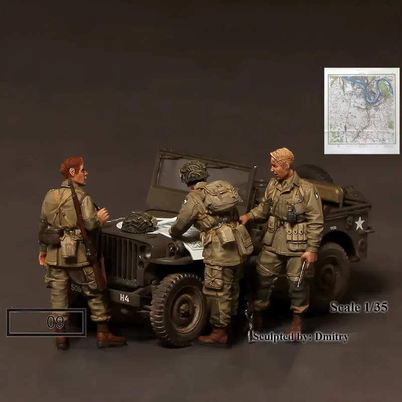 1/35 Scale Resin Figure Assembled Model Kit Diorama Toy American Army 3 People Unassembled and Unpainted