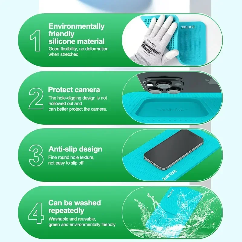 Imagem -06 - Relife Rl004dm Almofada de Reparo Universal para Telefone Relógio Câmera Tela Película Protetora Almofada Silicone Anti-skid Manutenção Esteira
