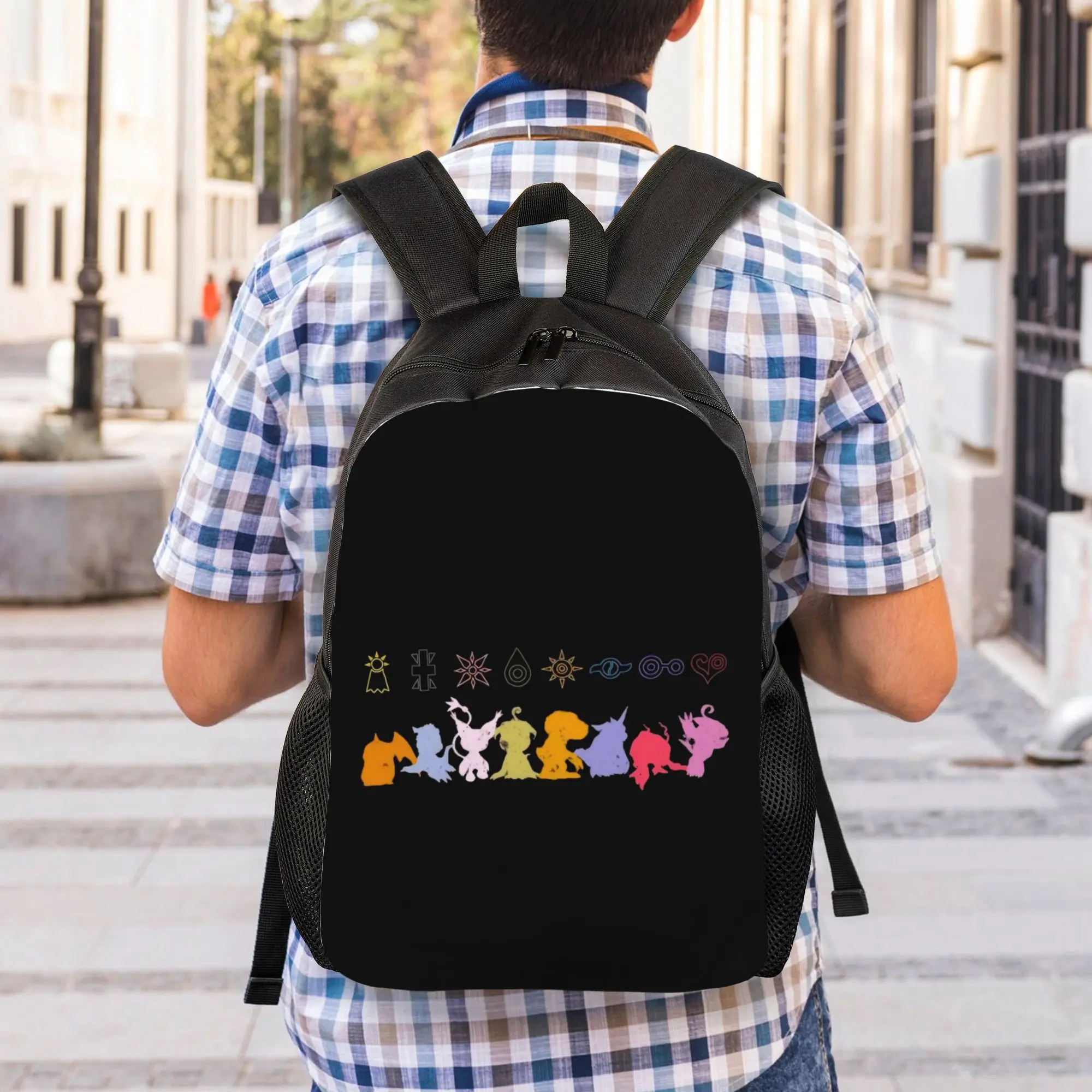 

Back to school season Digital Monsters and Badges Knapsack BANDAI Digimon For Men Women Personalised Backpack