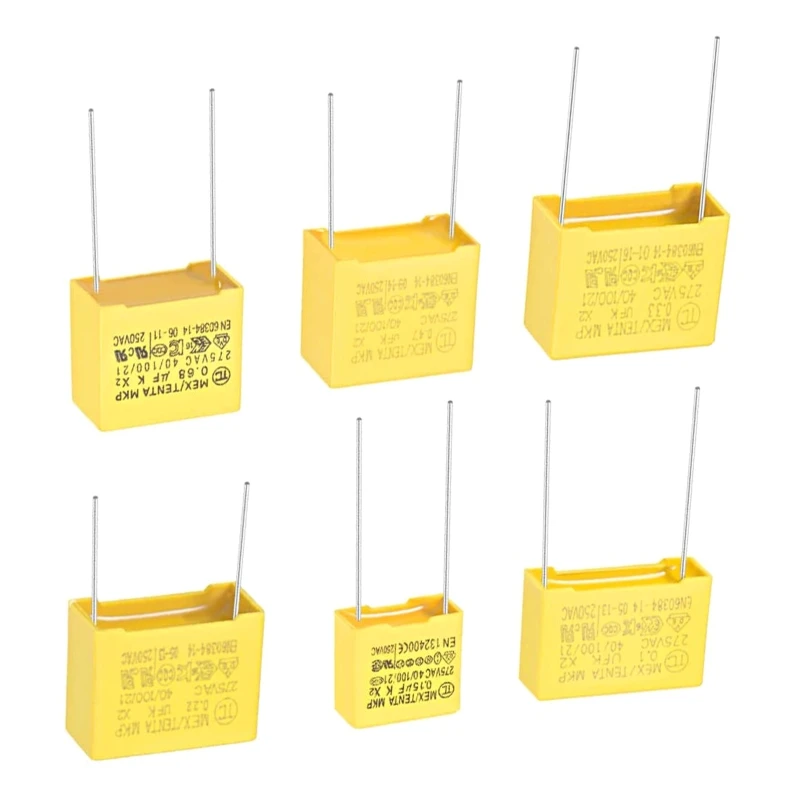 Polypropylene Safety Capacitors Kit 275VAC X2 MKP 0.47UF 0.22UF 0.33UF 0.82 0.68 Anti-electromagnetic Interference 10Pcs