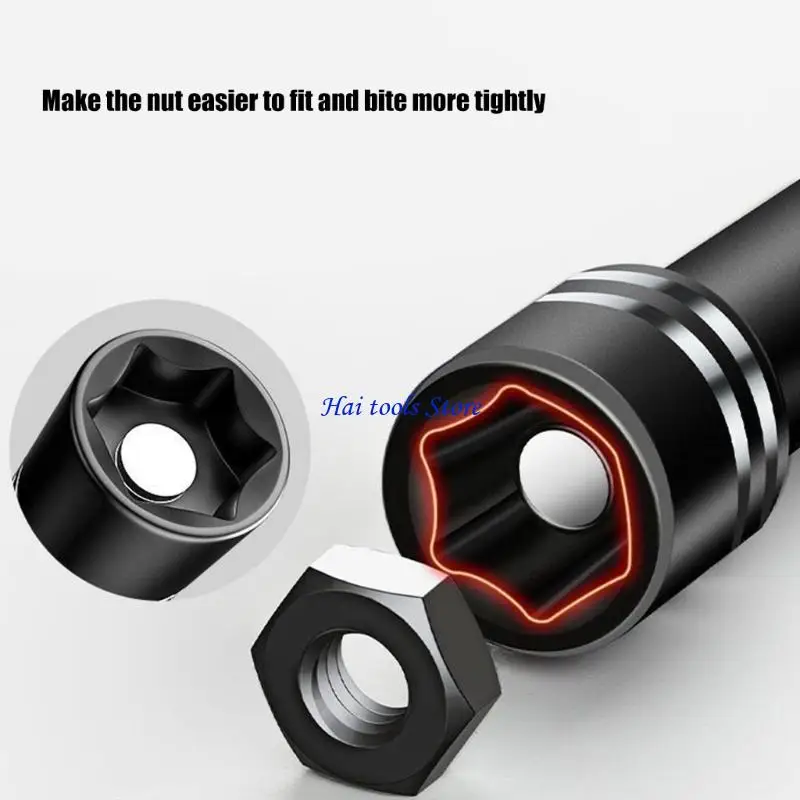 X37E 8mm 5/16" Hexagonal Drill Bit Nut Driver Set Impact Socket Adapter