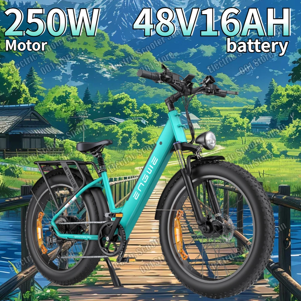 ENGWE E26 Electric Bike 250W Brushless Motor 48V16AH Lithium Batter City Trip Ebike 26*4.0 In Fat Tire Mountain Electric Bicycle