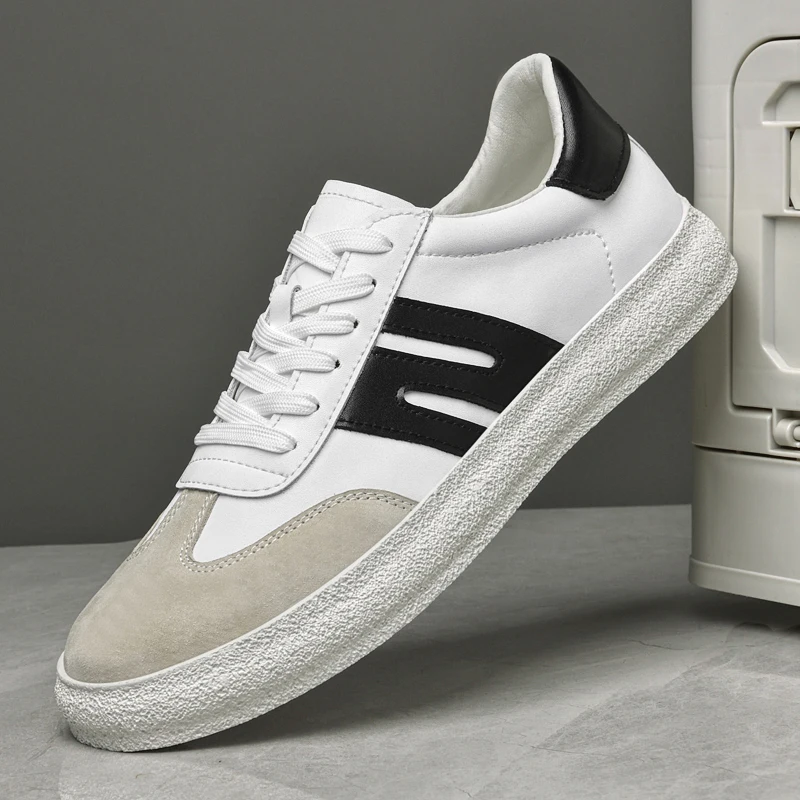 Spring 2025 Men's White Sneakers - Couple Style, Trendy & Versatile, Lightweight Breathable & Height-Increasing