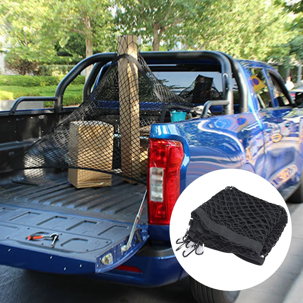 Double Layer Car Rear Trunk Cargo Net Elastic Nylon Back Cargo Storage Net Car Organizer For Ford F150 SVT Raptor/Tundra/POER