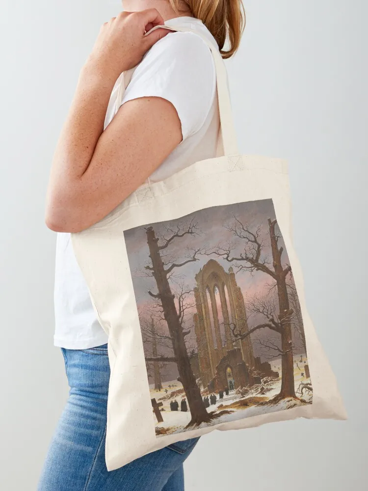 

Monastery Graveyard under Snow by Caspar David Friedrich Tote Bag cloth bag woman handbag eco pack shopping trolley bag