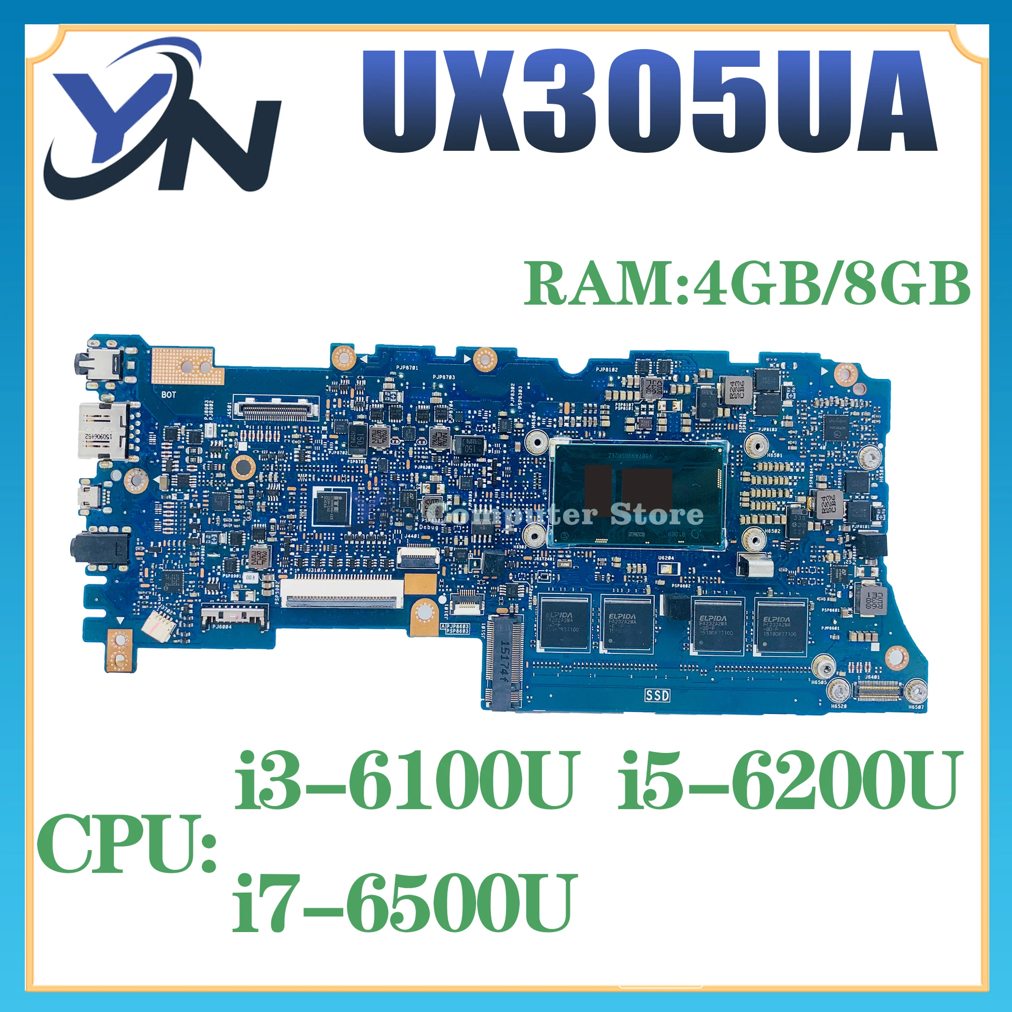 

UX305UA Motherboard Suitable For Asus ZenBook UX305U UX305 U305 Notebook Mainboard With I3 I5 I7 6Th Gen 8G-RAM 100% Test Ok