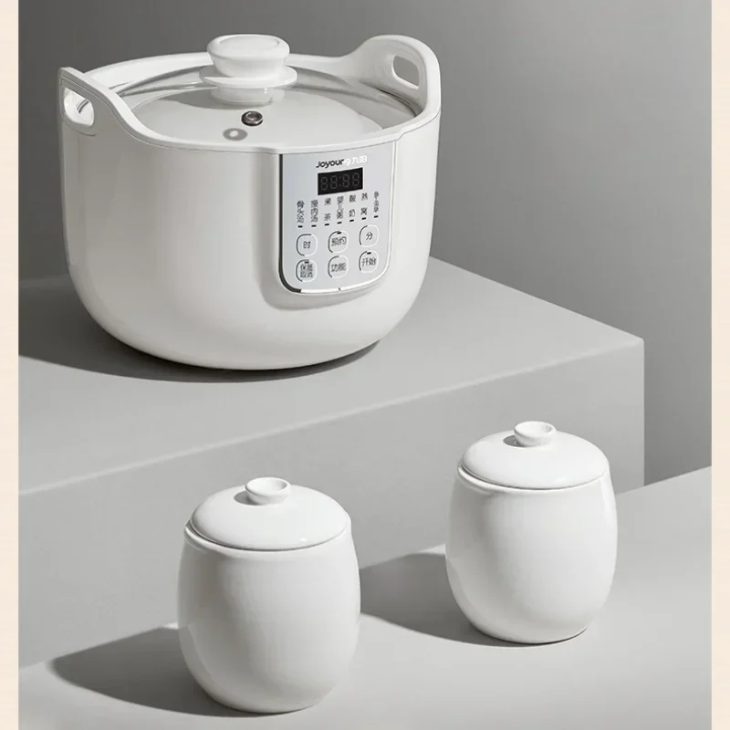 

l For Joyoung 220V Electric Pot 1.8L+0.5Lx2 With Steamer Earthen Pot Automatic Ceramic Bird's Nest Soup Pot 300W Electric